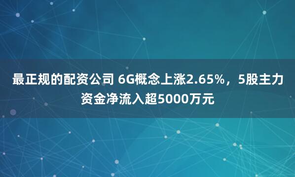 最正规的配资公司 6G概念上涨2.65%，5股主力资金净流入超5000万元
